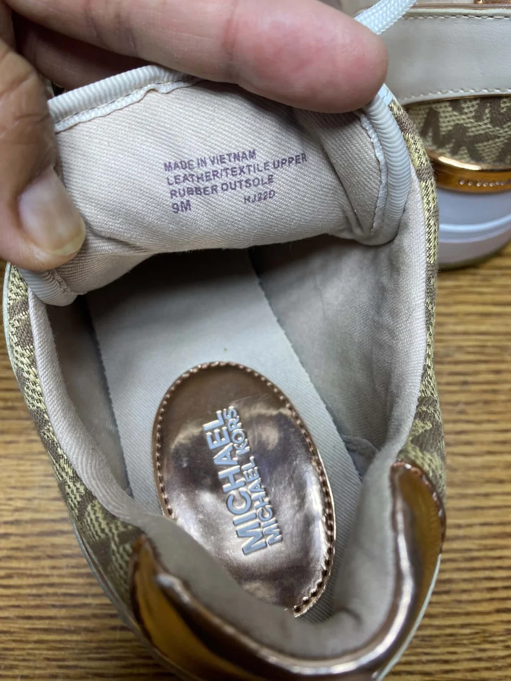 Michael Michael Kors Georgie Wedge Sneakers Womens Rose Gold White Size 9M